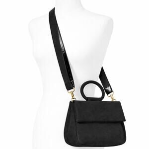 Anthropologie Blake Wide Strap Crossbody Bag Black Round Handle